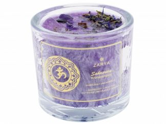 Rauhnachts-Ritualkerze "Sahasrára - Kronenchakra" Sandelholz & Mandel Amethyst